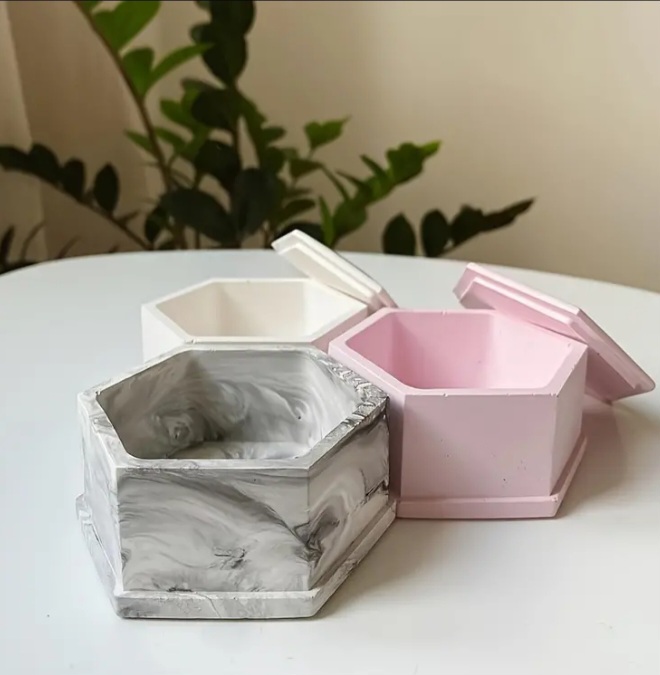 Porta Joias Hexagonal com Tampa Alt